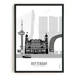 Poster Rotterdam zwart-wit-grijs  - A4 | A3