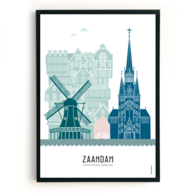 Poster Zaandam in kleur  - A4