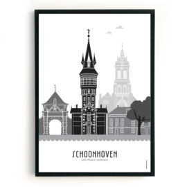 Poster Schoonhoven zwart-wit-grijs  - A4