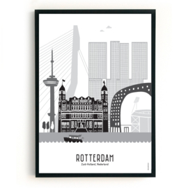 Poster Rotterdam zwart-wit-grijs - Kuip  - A3