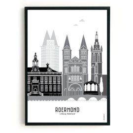 Poster Roermond zwart-wit-grijs  - A4 | A3