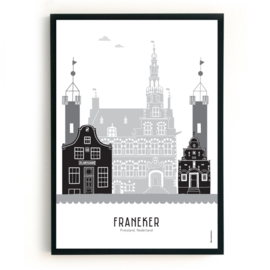 Poster Franeker zwart-wit-grijs  - A4