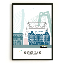 Poster Rotterdam - Noordereiland in kleur  - A4 | A3
