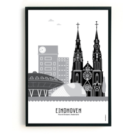 Poster Eindhoven zwart-wit-grijs  - A4
