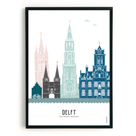 Poster Delft in kleur - A4
