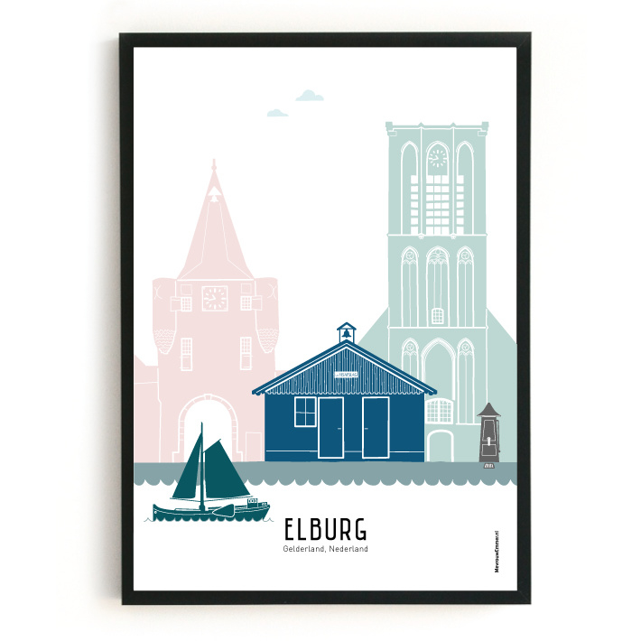 Poster Elburg in kleur  - A4 | A3