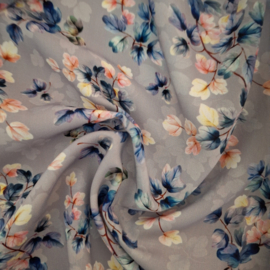Viscose bloem grijs/blauw