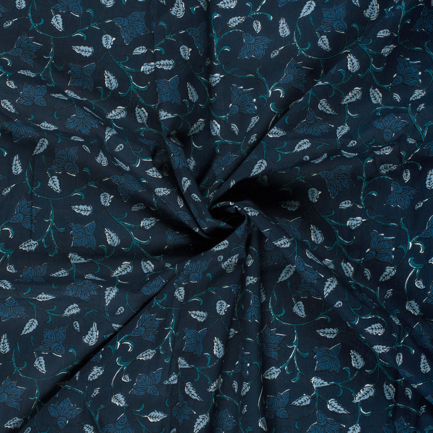 Nooteboom voile katoen bladeren indigo