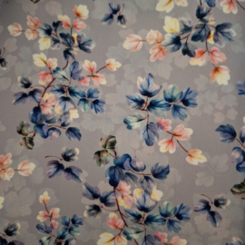 Viscose bloem grijs/blauw