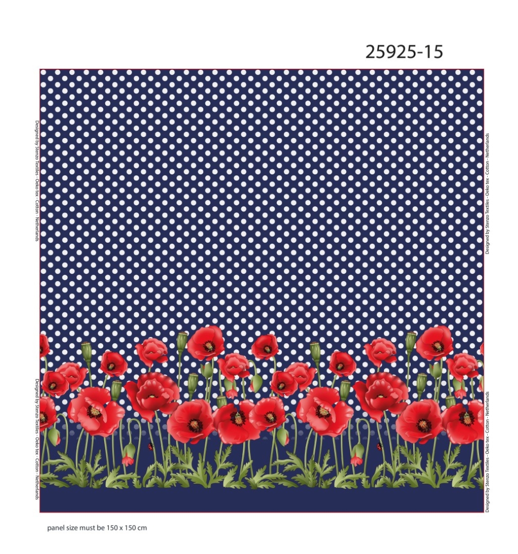 Stenzo 25925-15 Poppy Field in Blue panel