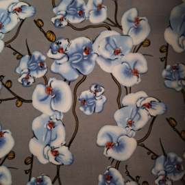 Viscose orchidee blauw/grijs