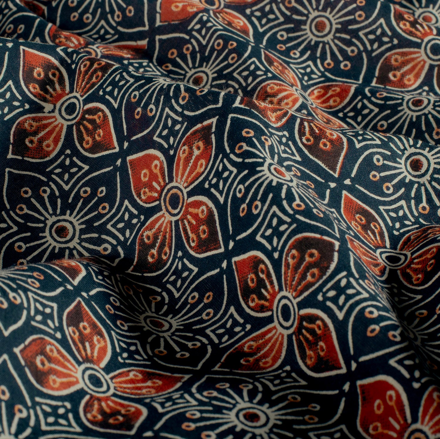 Nooteboom voile katoen bloem indigo