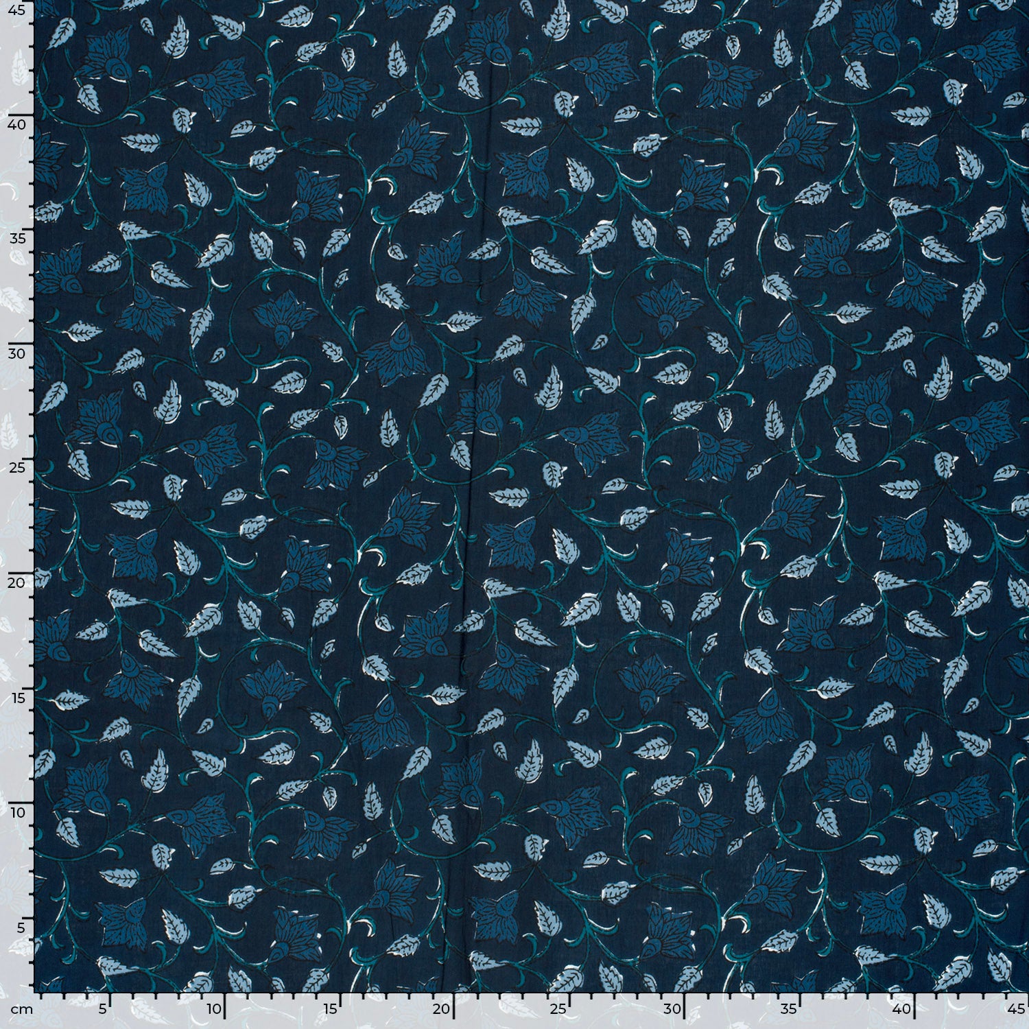 Nooteboom voile katoen bladeren indigo