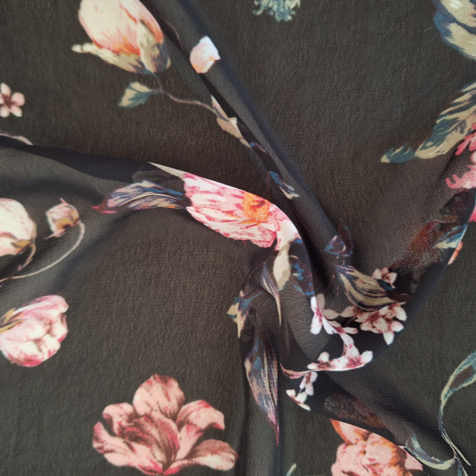 Voile bloem zwart