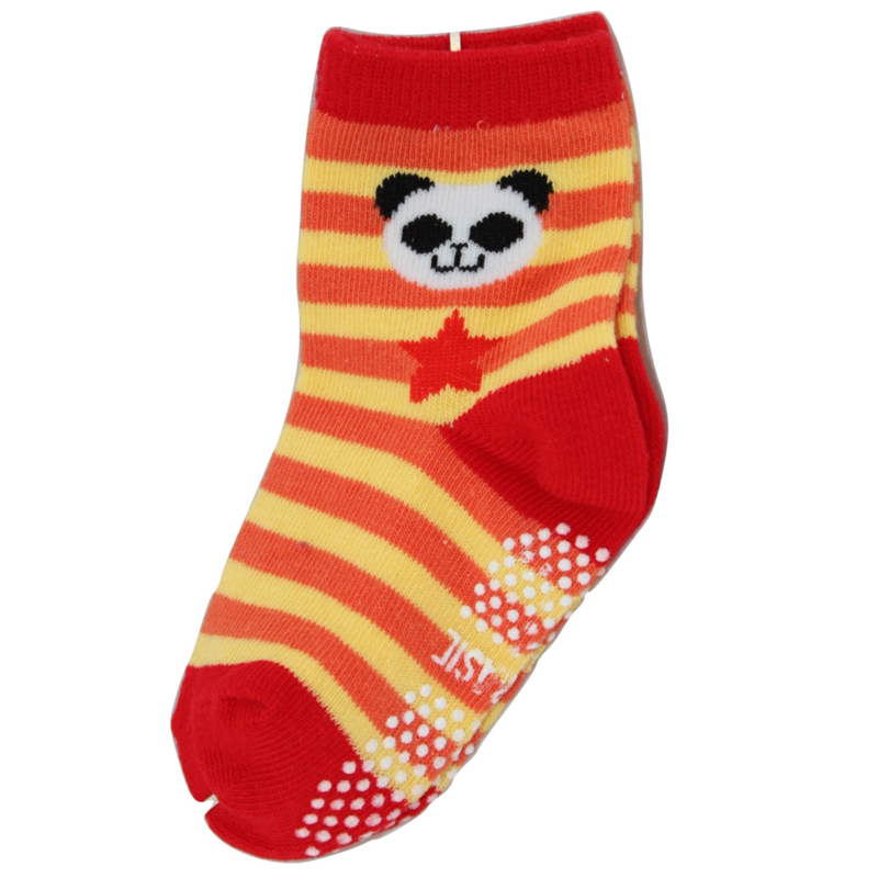 Sokjes met grip Panda oranje/geel/rood