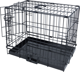 Boon draadkooi 1-deur zwart met metalen lade, 49x32x40 cm.