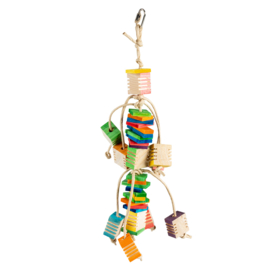 Groovy houten cluster met papiertouw meerkleurig