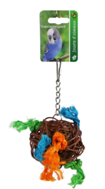 Boon speelbal rotan met gekleurd touw 12cm