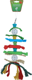 Boon vogelspeelgoed ladder hout/raffia met bal, papier en kat, 40 cm.
