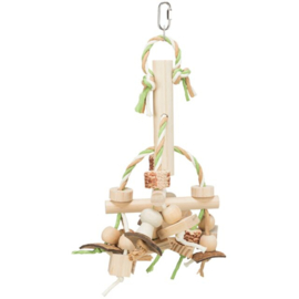 Houten-speeltje met papier koord