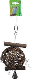 Boon vogelspeelgoed stok hout met bal en bel L, 22 cm.