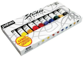 Pebeo Studio Acrylics Set van 10 x 20 ml Tubes Acrylverf + Penseel