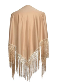 Spaanse manton/omslagdoek effen beige