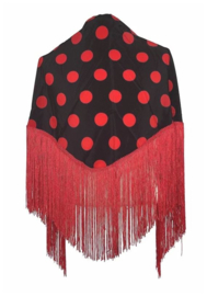 Spanish Flamenco Dance Shawl black with red dots