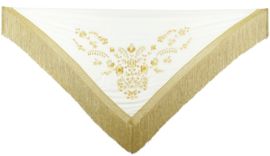 Spaanse manton creme wit goud Franjes goud Large