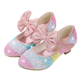 Prinsessen schoenen regenboog roze glitter