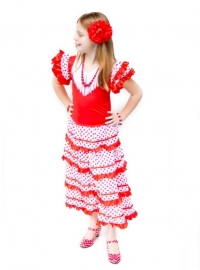Flamenco jurk rood wit