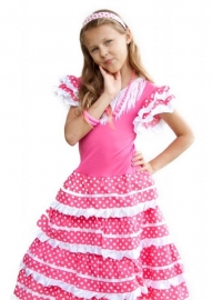 Flamenco jurk roze wit
