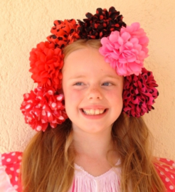 Spanish hair flower red black dots