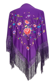 Manton Flamenco morado flores Mediana