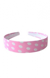 Headband pink white dots