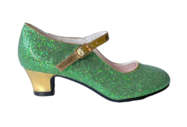 Chaussures flamenco Vert d'or glitter