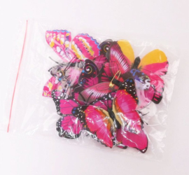 Prinsessenjurk roze vlinders korte mouw Luxe + GRATIS kroon