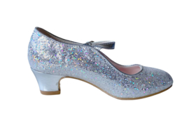 Zapato Flamenco plata corazón purpurina