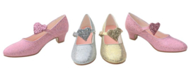 Spaanse schoenen goud glitter hart Deluxe