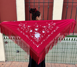 Manton Flamenco rojo cereza blanco Mediana
