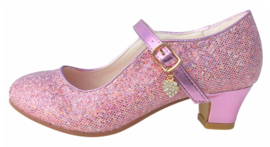 Zapato Flamenco rosa corazón purpurina