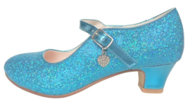 Flamenco shoes blue glittering heart