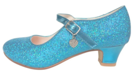 Spaanse schoenen blauw Glamour glitterhartje