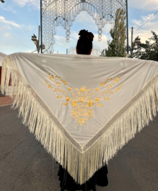 Spaanse manton creme wit goud Large