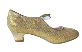 Flamenco shoes gold glittering heart