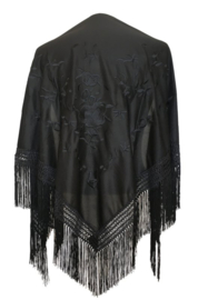 Manton Flamenco negro flores negro Mediana