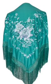 Manton Flamenco  turquesa blanco Mediana