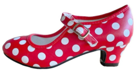 Spaanse schoenen rood met witte stippen