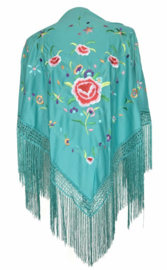Manton Flamenco verde mar flores Mediana