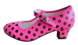 Spaanse schoenen roze met zwarte stippen